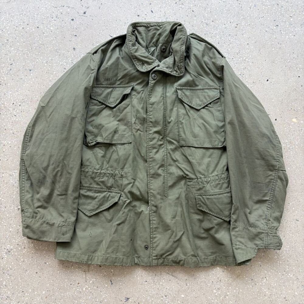 Vintage 80s M-65 OG-107 Army Military Green Field Jacket